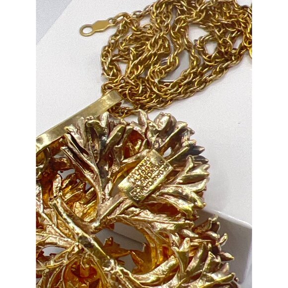 Vintage Necklace Flora Danica Denmark Vermeil Parsley Pendant 24" 1/20 12K Chain - Picture 4 of 9